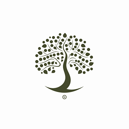 circular logo, tree, seeds, vector, minimalist, whitespace, white background