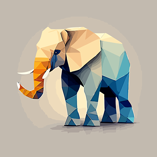 logo, flat vector, origami, elephant