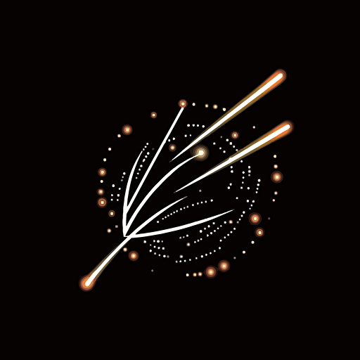 retro iconic logo of a mouse arrow hit by light, white vector, on black background