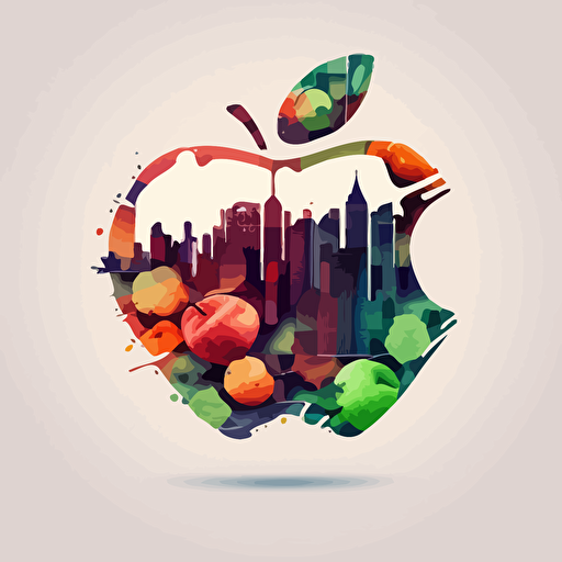new york city in apple shape, vector
