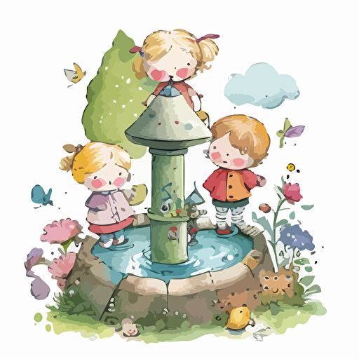 nursery rhyme pen drawings watercolour,colourful,vector,— v5