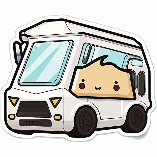 sticker, Tesla Cybertruck, kawaii, contour, vector, white