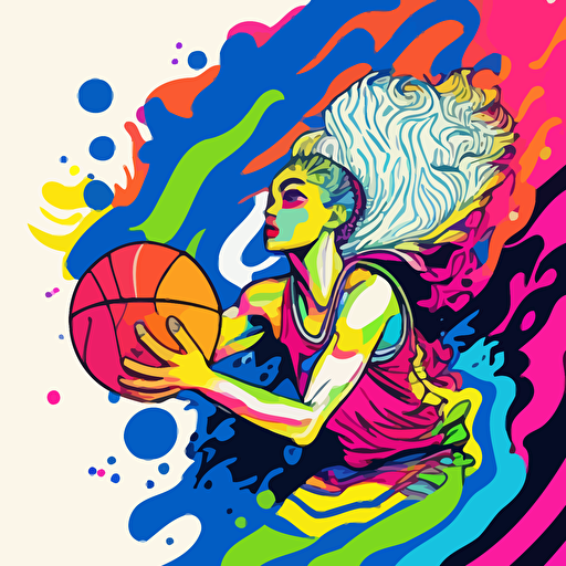 basketball minimalistic art drawing digital vector svg illustration Lisa Frank colors