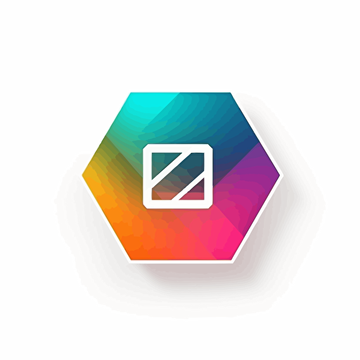 play button in a hexagon logo, simple, vector, white background