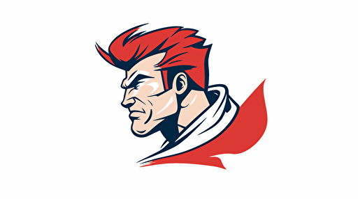 flat linear logo muscle bust man in vectorial with red bandana on the head floating with the wind white background