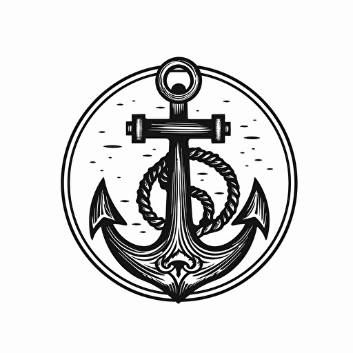 very simple and clean black anchor logo, vector, 2d, lineart, white background