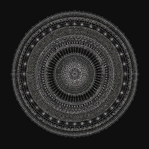 a simple minimal line pixel art circle mandala, vector, line, one color