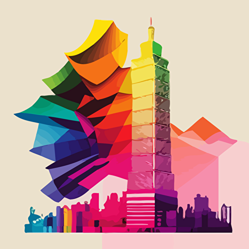 color vector art, taipei 101
