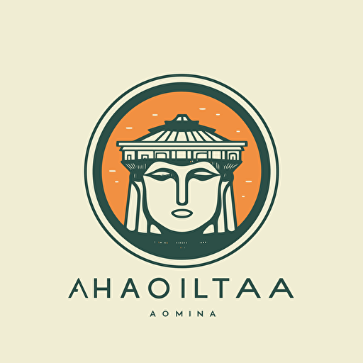Logo minimal, simple logo, tourism, cultural, vector, mosaic style, tourism company, Hola company name, with the parthenon, athens.