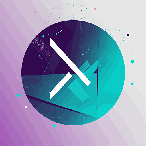 minimal vector N & X logo, cyan and purple , white background