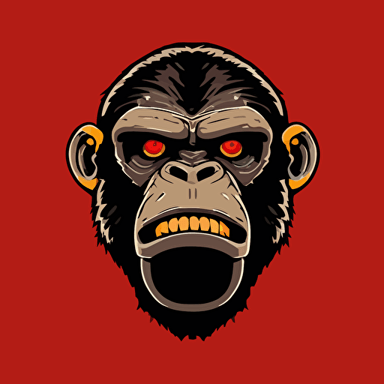 logo of Planet of the Apes Ceaser's Face in the style of Butcher Billy, vector, illustration,