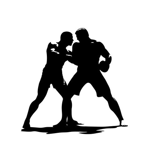 Vector black silhouettes athlete wrestler in wrestling dual fighters wrestling martial art