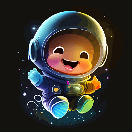 A baby astronaut, smiling, black background, vector art , pixar style