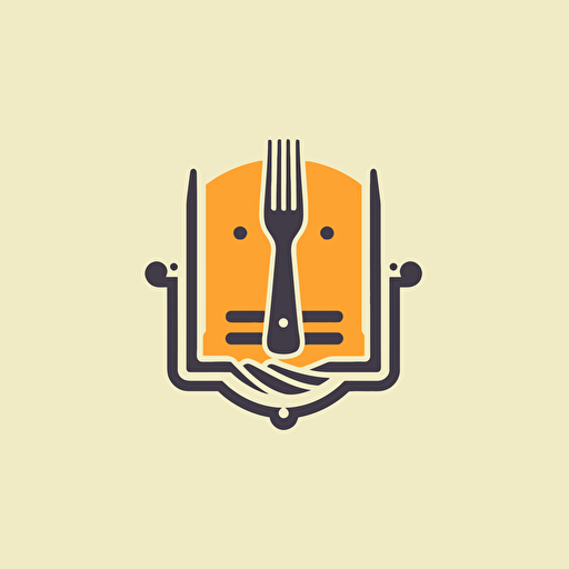 logo for restaurant menu, flat 2d, vector, minimalist, simple, warm colors, square with rounded corners, dribbble and behance inspired