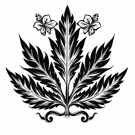 a pot leaf that looks like a crown black and white logo vector art simple not detailed