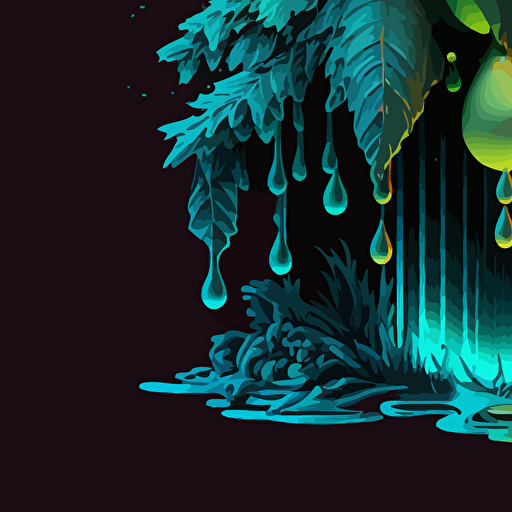 terpenes falling from a fountain. neon vectorized