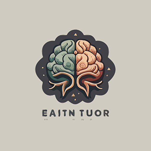 flat logo design, brain tumor, vector, muted colors, gray background