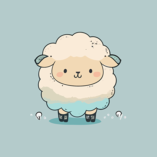 cute sheep kawaii style, vector, simple clean, cute baby sheep