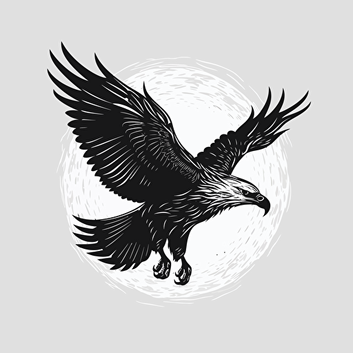 eagle flying logo, black and white, vector, simple