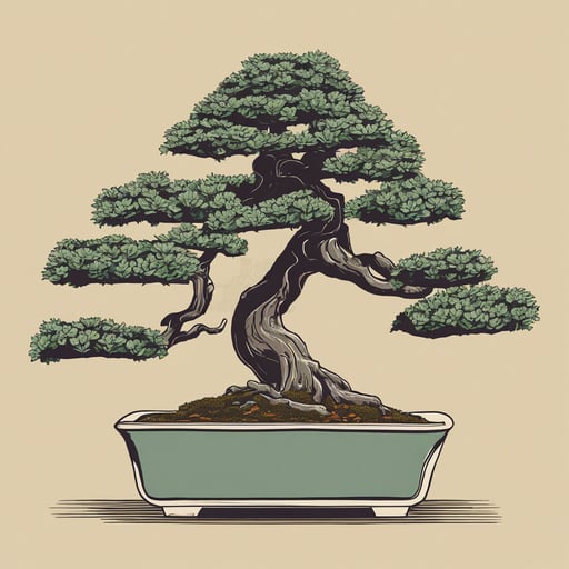 Bonsai tree in a ceramic pot.