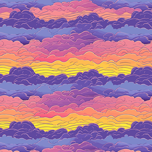 SEAMLESS PATTERN VECTOR STYLE, PURPLE, YELLOW AND BLUE SKY ar 16:9