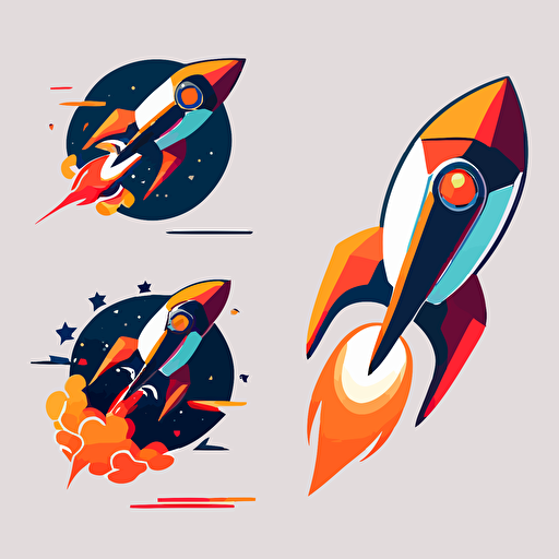 flat design rocket logo with peonix wings. simple design. vector design.