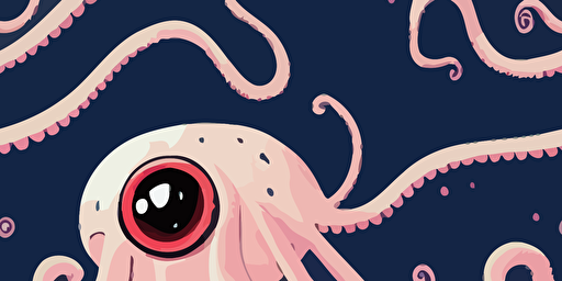a vector style illustration of a monster with tentacles, goth punk style, colourful, paper texture, grainy