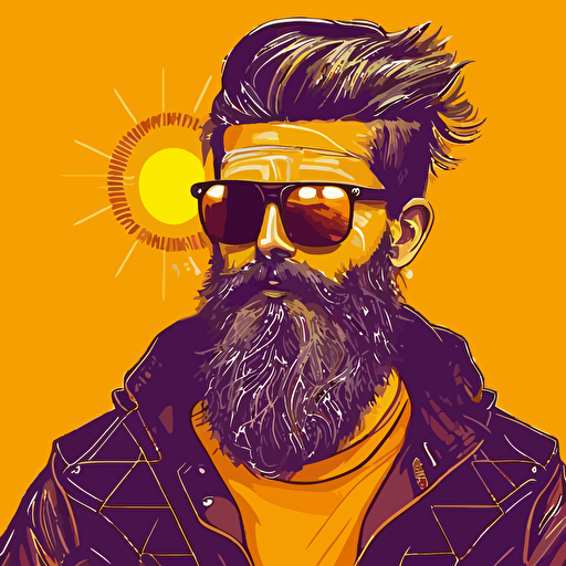 hipster solar installer, vector art, minimalistic