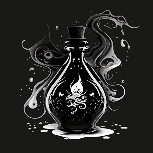 white and black vector illustration of a magic potion