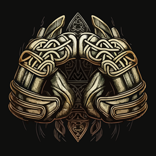 line vector art of Celtic runic brass knuckles
