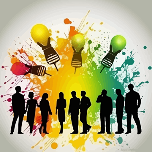 collaboration, innovation and its difficulties, represented through colours, vector art