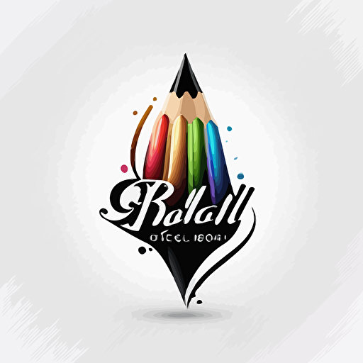 black and white penicil with colorful tip logo, white background, vector image