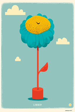Lonely flower, Concept art, stylized, in the style of Lauren Tamaki, Sonia Delaunay, Jon Mcnaught, Lisa Congdon, beksinski, solid colours, vectorised