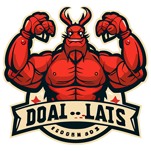 a sports mascot logo of a red lobstah, simple, vector