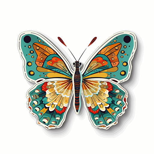 beautiful exotic butterfly, sheet concept, fussy cut, sticker, vector, white background