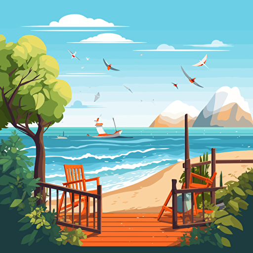 create a holiday atmosphere by the sea in the vector version