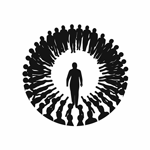 offline crowd control logo, black and white, vector white background