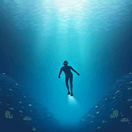 underwater swimming horizontally scuba diver vector image