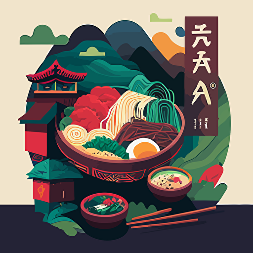 vector art, fun, colorful, taiwanese food