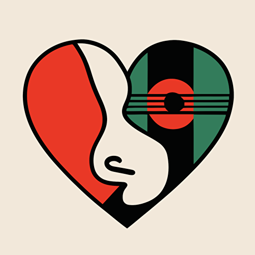 a flat vector logo, alternative music two hearted, minimal, by Pablo Picasso
