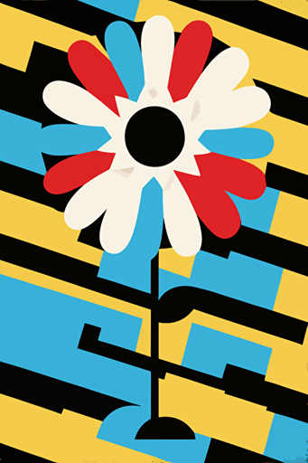 Lonely flower, Concept art, stylized, in the style of Lauren Tamaki, Sonia Delaunay, Jon Mcnaught, Lisa Congdon, beksinski, solid colours, vectorised