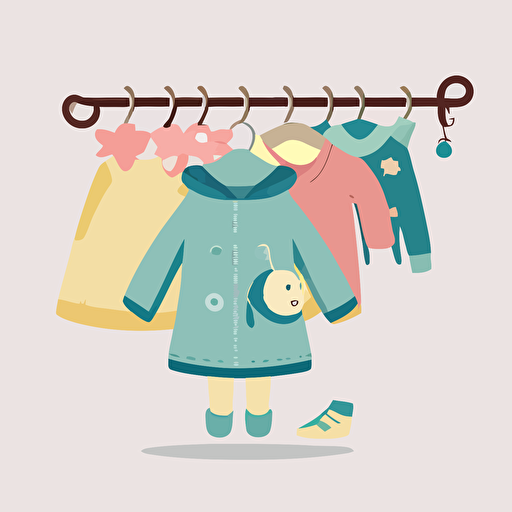 cute vector, clothes on hang, nice color, white background