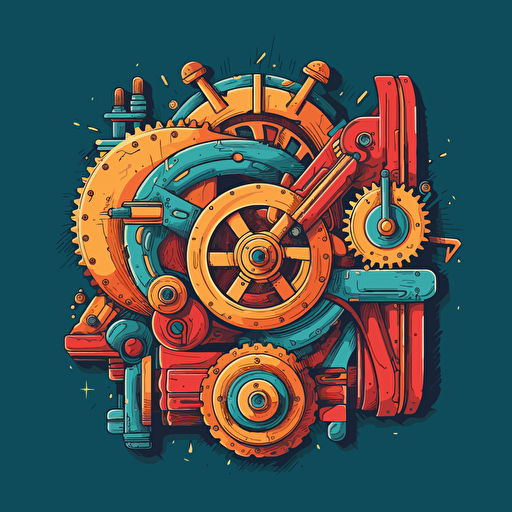 Machines illustration logo design, vector
