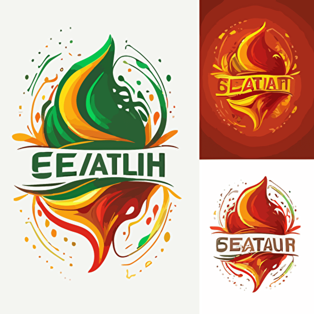 create brand logo vector based, the soul of the earth, vibrant, teremana, line sketch style, main color deep red and green, accent orange or yellow