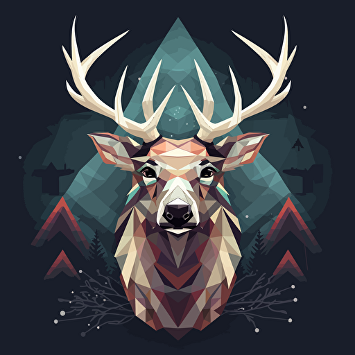 elk with one antler like a unicorn, open mouth, black and white vector illustration, simple ::vector style