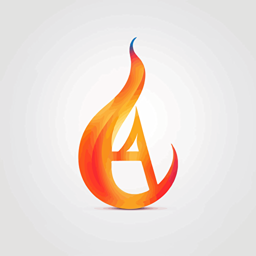 Aa minimalistic vector illustration of a flame on a white background, incorporating the letter "E" in the flame.
