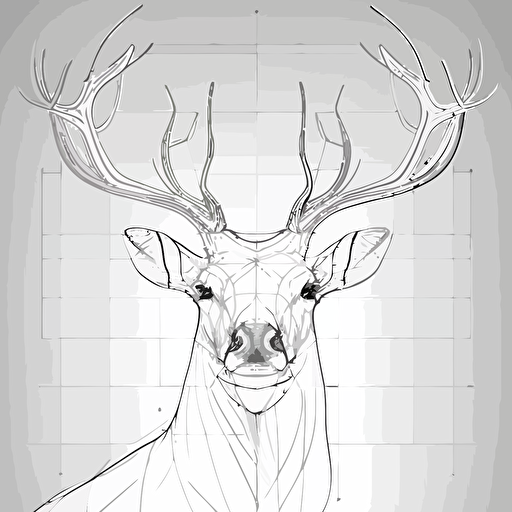 stag head, vector art, flash, outline, symmetrical