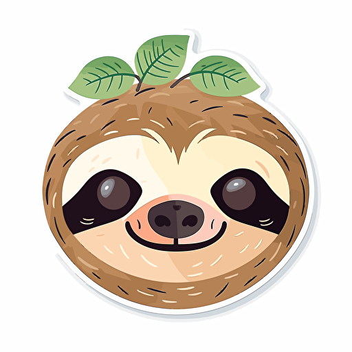 sloth sticker, on white background, vector,