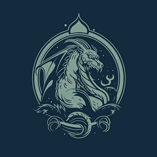 logo design, flat vector logo, dragon emblem, styke medieval emblem