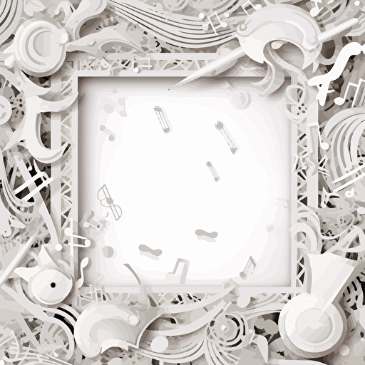 white thick vector frame with music symbols